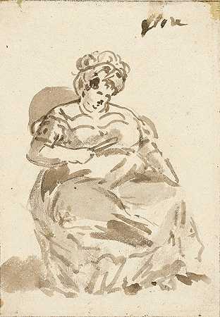 弗洛尔，土伦一家的女主人`Flore, Mistress of a Public House in Toulon (19th century) by Constantin Guys