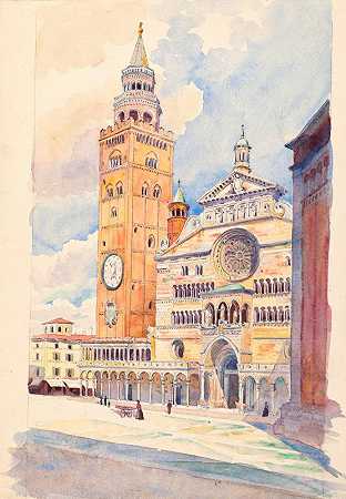 克雷莫纳大教堂`Duomo, Cremona (1904) by Julian Clarence Levi