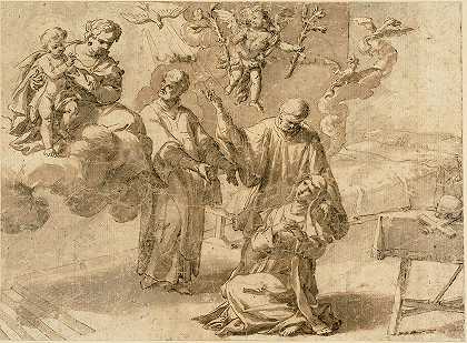 锡耶纳圣凯瑟琳的愿景`Vision of Saint Catherine of Siena by Alessandro Turchi