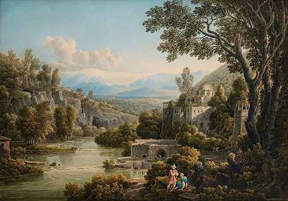 黎巴嫩的黎波里的布尔塔西清真寺或德维奇修道院`The Bourtassi Mosk, Or The Derviches Convent, Tripoli, Lebanon (1813) by Louis-François Cassas