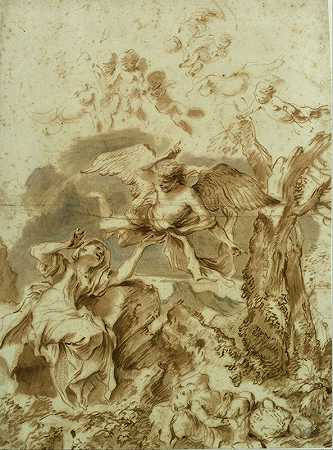夏甲和以实玛利在旷野`Hagar and Ishmael in the wilderness (1655 ~ 1600) by Giovanni Benedetto Castiglione