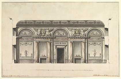 萨尔斯科塞洛亚历山大宫中央沙龙`Central Salon of the Alexander Palace at Tsarskoe Selo (1792–96) by Giacomo Quarenghi