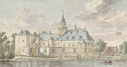 尼延罗德城堡景观`Gezicht op kasteel Nijenrode (1653) by Herman Saftleven
