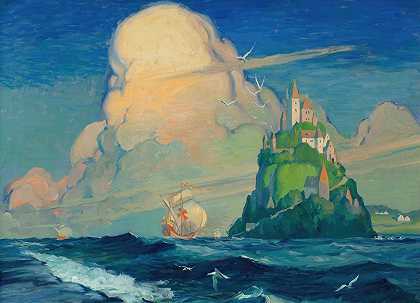 岛`The Island (circa 1920) by Howard Garfield Gray