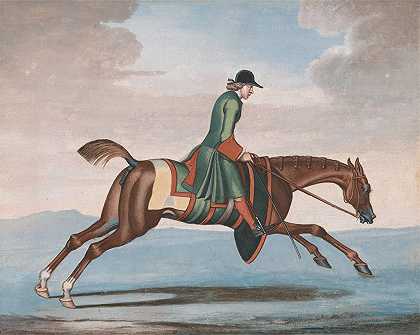 运动中的赛马，骑马`Racehorse at Exercise, Ridden by a Training~Groom.. by a Training-Groom.. by James Seymour