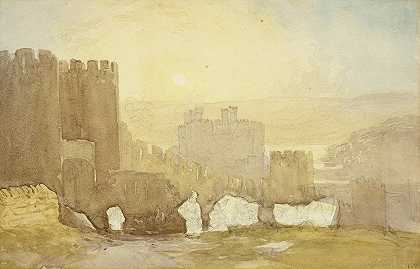 日出，康威城堡`Sunrise, Conway Castle (1830) by David Cox