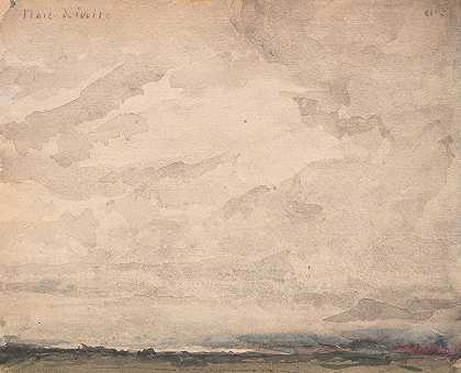 湖面上的雨天`Regnerischer Himmel über einer Seelandschaft (1892) by Albert Anker