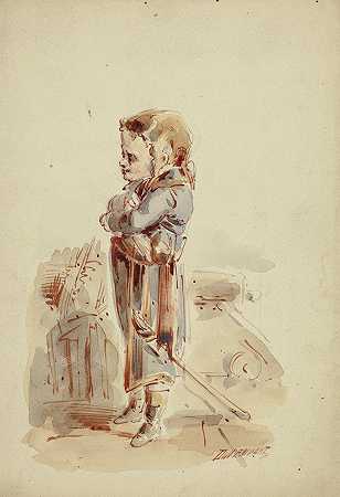 船上冒充海军上将的男孩`Boy Posing as Admiral on Ship by Dupenvant