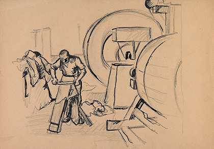 工作中的制革工人`Garbarz przy pracy (1915~1938) by Ivan Ivanec