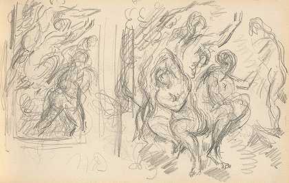 两项针对的研究巴黎审判或多情的牧羊人`Two Studies for The Judgement of Paris or The Amorous Shepherd (1883~1886) by Paul Cézanne
