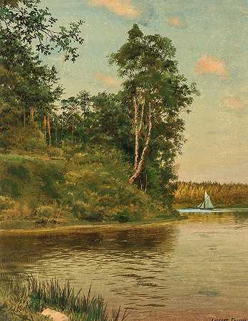 芬兰的风景`A Landscape in Finland by Albert Nikolaevich Benois