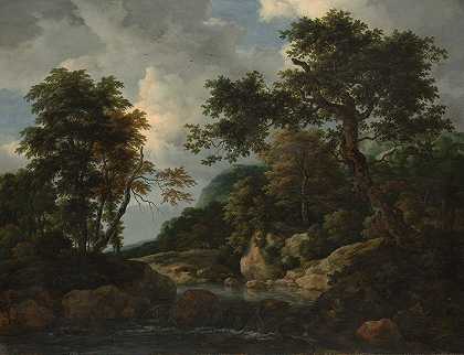 森林小溪`The Forest Stream (ca. 1660) by Jacob van Ruisdael