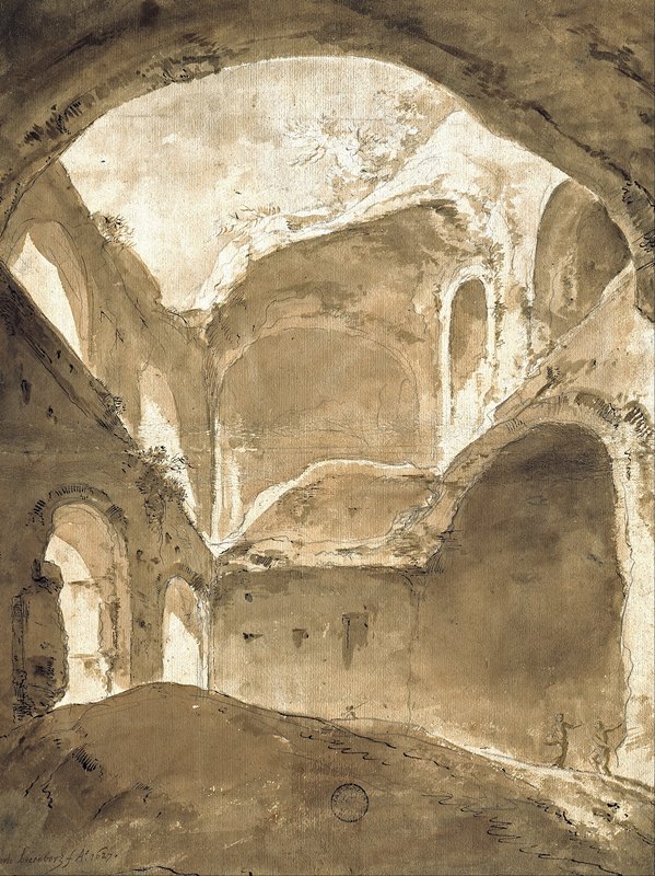 古代废墟的屋内`Interior of an Ancient Ruin (1627) by Bartholomeus Breenbergh
