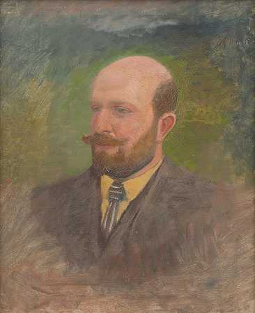 一个打领带的男人的肖像`Portrait of a Man with a Tie (1880–1900) by Ladislav Mednyánszky