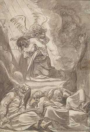 基督在革撒曼的花园里`Christ in the Garden of Gethsamane by Francesco Badens