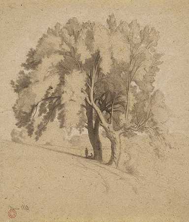 景观（树下人物）`Paysage (figures sous des arbres) (1843) by Jean-Achille Benouville