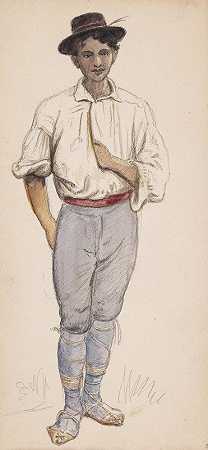 意大利农民还是租来的`Italiensk bonde eller hyrde (1869) by Wilhelm Marstrand