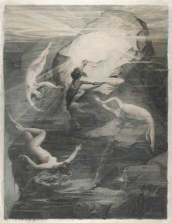 阿尔贝里奇和莱茵梅德人`Alberich and the Rhinemaidens (1885) by Luc-Olivier Merson