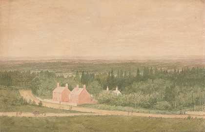 村舍景观，布罗德摩尔`Landscape with Cottages, Broadmoor (1873) by Richard Dadd