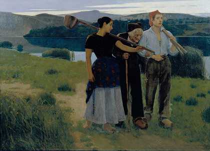 从情节中归来`Returning from the Plot (1896) by Joan Llimona