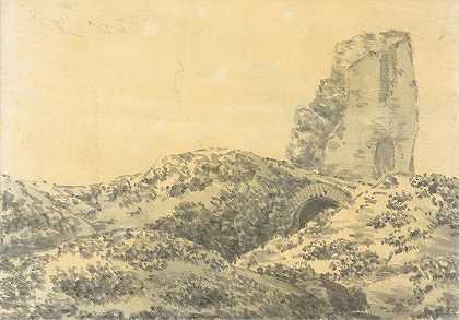 风景中被毁坏的罗马塔`Ruined Roman Tower in a Landscape (1774–75) by Joseph Wright of Derby