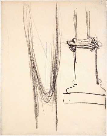 长头，靠近柱脚`Langgestreckter Kopf, daneben Säulensockel (1914~15) by Amedeo Modigliani