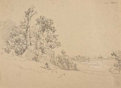 特鲁维尔附近的诺曼景观`Paysage normand près de Trouville (1842) by Jacques-Raymond Brascassat