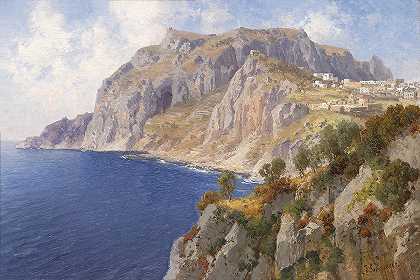 卡普里景观`Blick auf Capri by Joseph Schoyerer