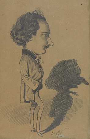 站着的人的漫画`Caricature of a Standing Man (1857) by Hippolyte Mailly