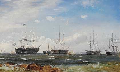 哥德堡附近的瑞典海军舰艇`Svenske orlogsskibe ud for Göteborg (1861) by Carl Frederik Sørensen