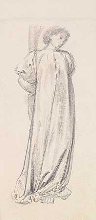 圣乔治系列-公主研究公主被锁在树上`St George Series – Study of the Princess for The Princess chained to the Tree by Sir Edward Coley Burne-Jones