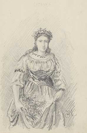 Jan Matejko的女性角色副本他的作文`Copy of a female character from Jan Matejkos composition (1882) by Stanisław Wyspiański