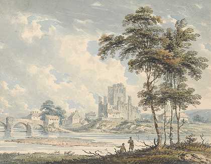 罗斯伯格郡凯尔索修道院`Kelso Abbey, Rosburghshire (ca. 1792) by Edward Dayes