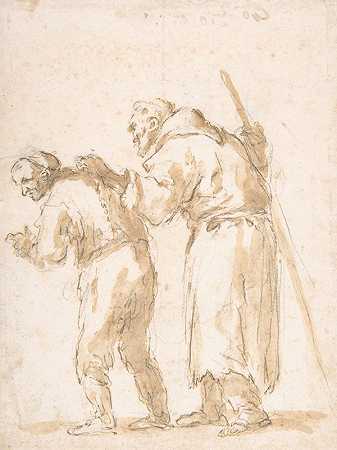 一个带领盲人修士的人`A Man Leading a Blind Friar (17th century) by Jusepe de Ribera