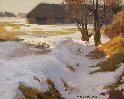 冬季解冻`Winter thaw (1905) by Teodor Ziomek