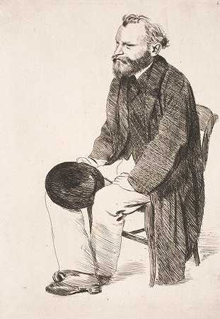 马奈坐了下来。向左拐`Manet seated. Turned to the left (1864) by Edgar Degas