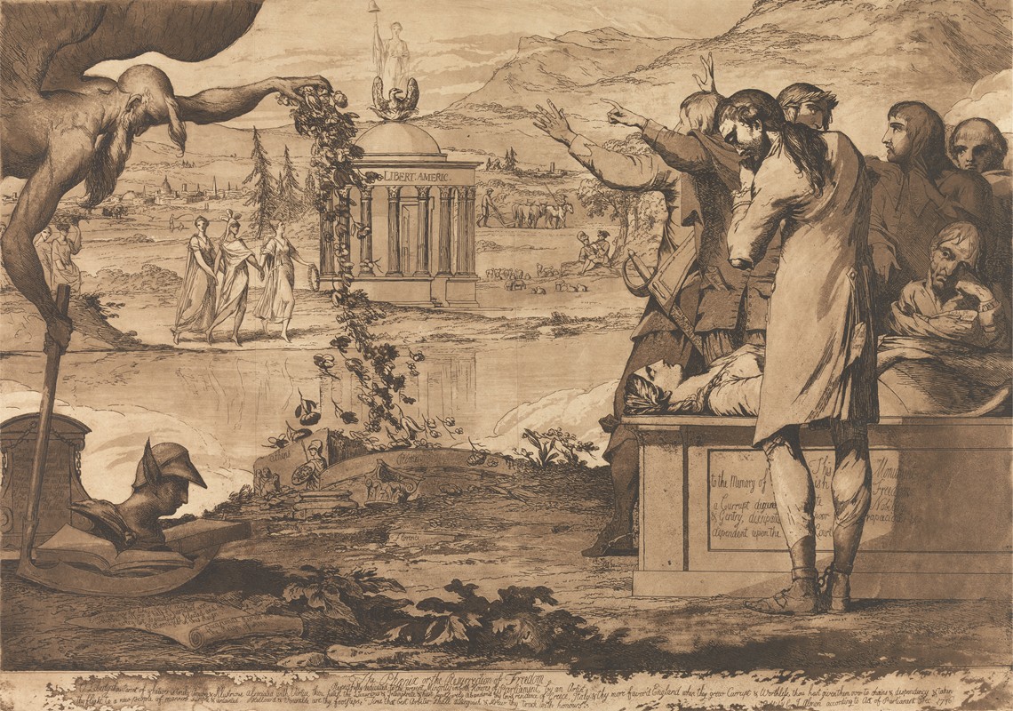 凤凰还是自由的复活`The Phoenix or the Resurrection of Freedom (1776) by James Barry