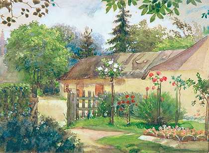 园景`Gartenansicht (1920) by Josef Wawra