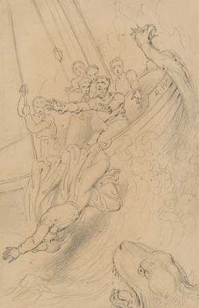 约拿投在海里`Jonah Cast Into the Sea (before 1835) by Richard Westall