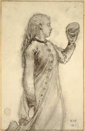 拿着贝壳的女孩`Girl Holding a Shell (1879) by Winslow Homer
