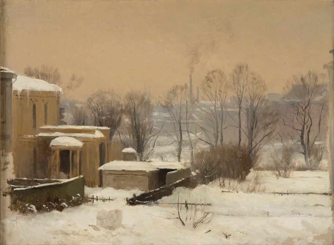 城市雪。学习`Urban Snow. Study (1880) by Gustaf Rydberg