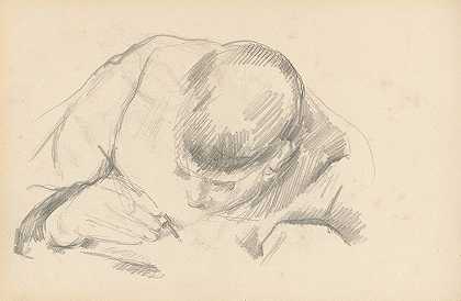 艺术家她儿子的写作`The Artists Son Writing (c. 1887) by Paul Cézanne
