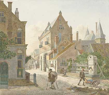 乌得勒支乌德格拉赫特的瓦德波特`De Waardpoort en de Oude Gracht in Utrecht (1814) by Jan Hendrik Verheijen