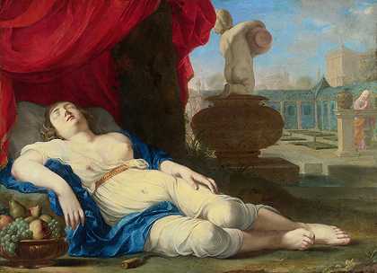睡着的年轻女子也说美丽的Canet`Jeune Femme Endormie Dit Aussi la Belle Du Canet by Jean Daret