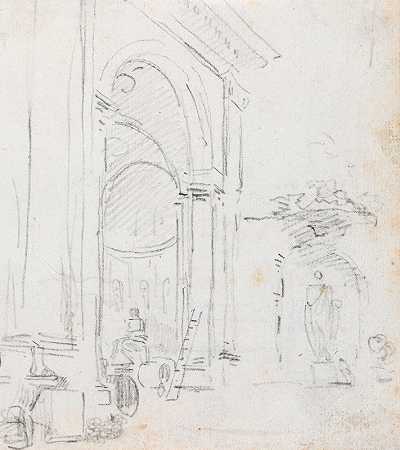 纪念拱门`Monumental Arch (probably c. 1754~1765) by Hubert Robert
