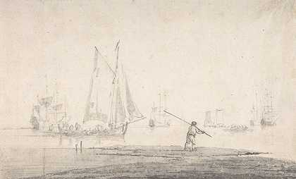 船只停住了`Boats Becalmed (mid~17th–early 18th century) by Willem van de Velde the Younger
