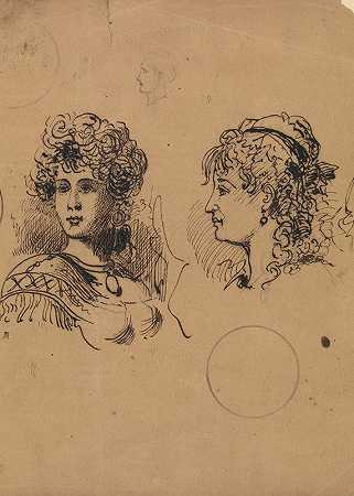 两个女人头`Two Female Heads by George Augustus Sala