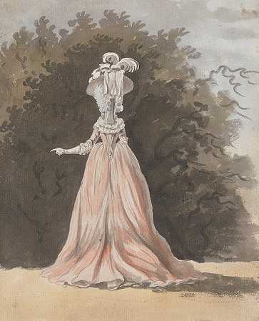 图：一位女士的研究（后景观）`Figure Study of a Lady (back view) by James Miller