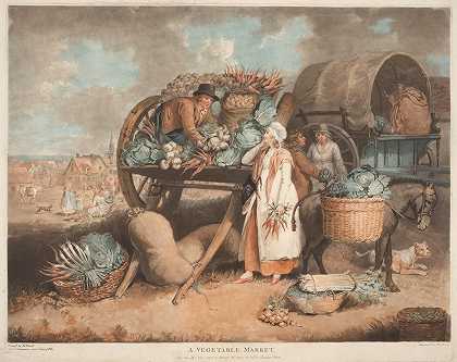 蔬菜市场`A Vegetable Market (1803) by William Ward