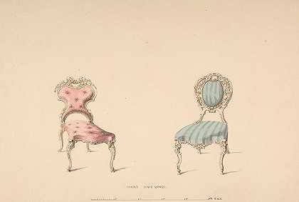椅子设计，路易·昆兹风格`Design for Chairs, Louis Quinze Style (1835–1900) by Robert William Hume